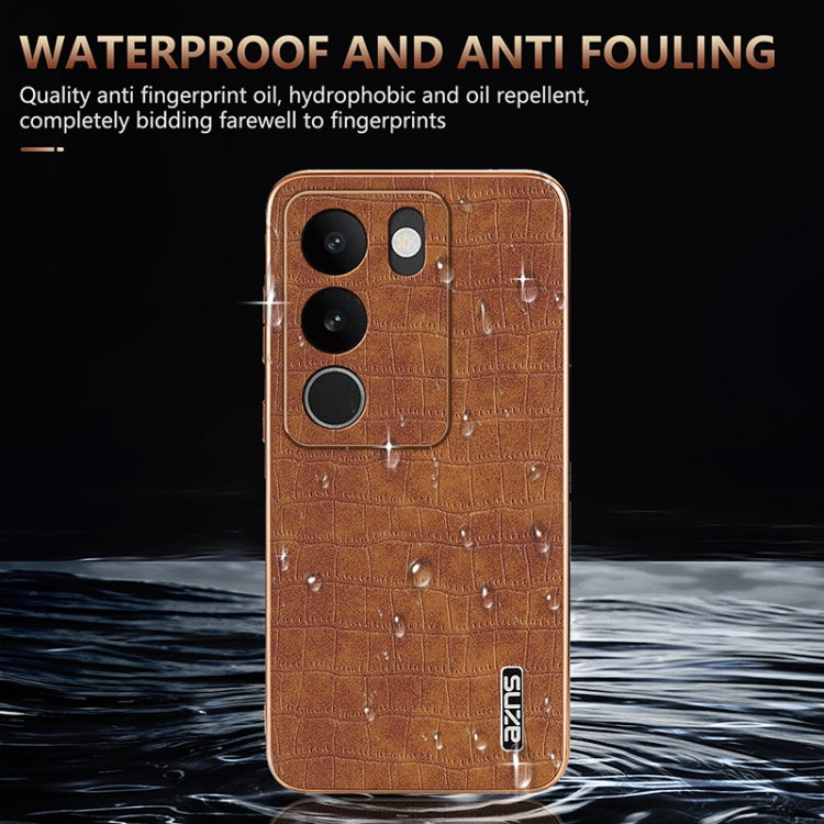 For vivo V29 / V29 Pro AZNS Electroplated Frame Crocodile Texture Full Coverage Phone Case