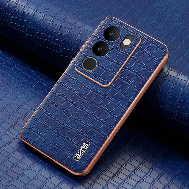 For vivo V29 / V29 Pro AZNS Electroplated Frame Crocodile Texture Full Coverage Phone Case