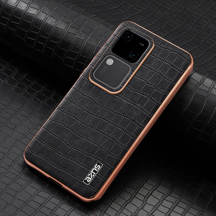 For vivo S18 / S18 Pro AZNS Electroplated Frame Crocodile Texture Full Coverage Phone Case