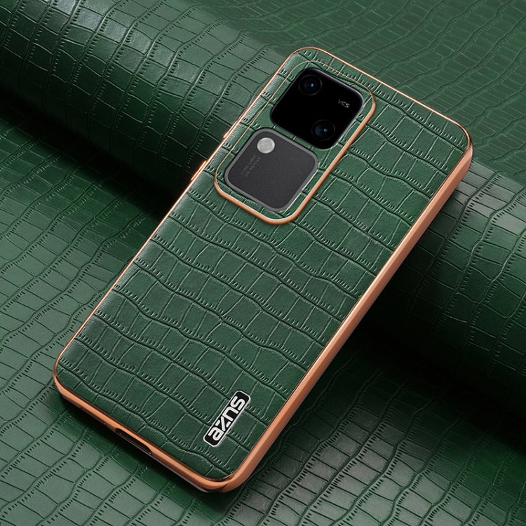 For vivo S18 / S18 Pro AZNS Electroplated Frame Crocodile Texture Full Coverage Phone Case