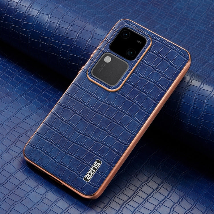 For vivo S18 / S18 Pro AZNS Electroplated Frame Crocodile Texture Full Coverage Phone Case
