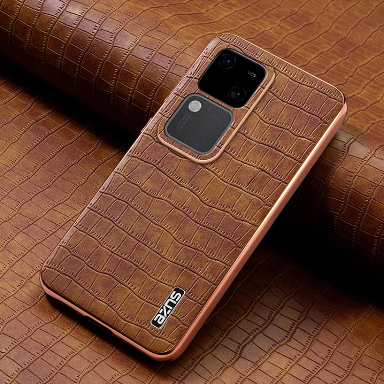 For vivo V30 / V30 Pro AZNS Electroplated Frame Crocodile Texture Full Coverage Phone Case