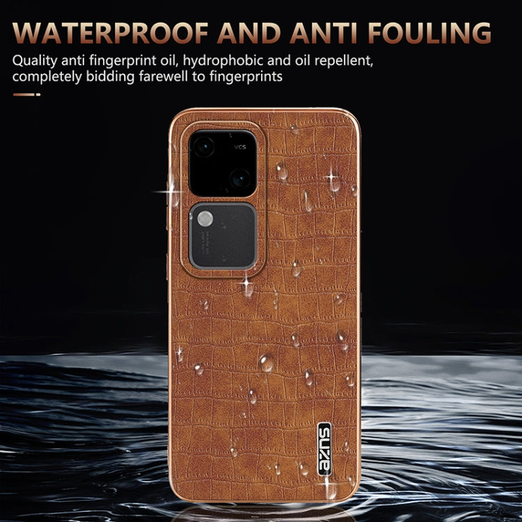 For vivo V30 / V30 Pro AZNS Electroplated Frame Crocodile Texture Full Coverage Phone Case