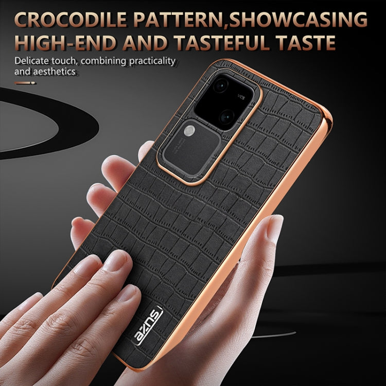 For vivo V30 / V30 Pro AZNS Electroplated Frame Crocodile Texture Full Coverage Phone Case