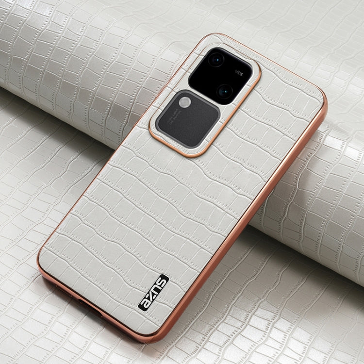 For vivo V30 / V30 Pro AZNS Electroplated Frame Crocodile Texture Full Coverage Phone Case