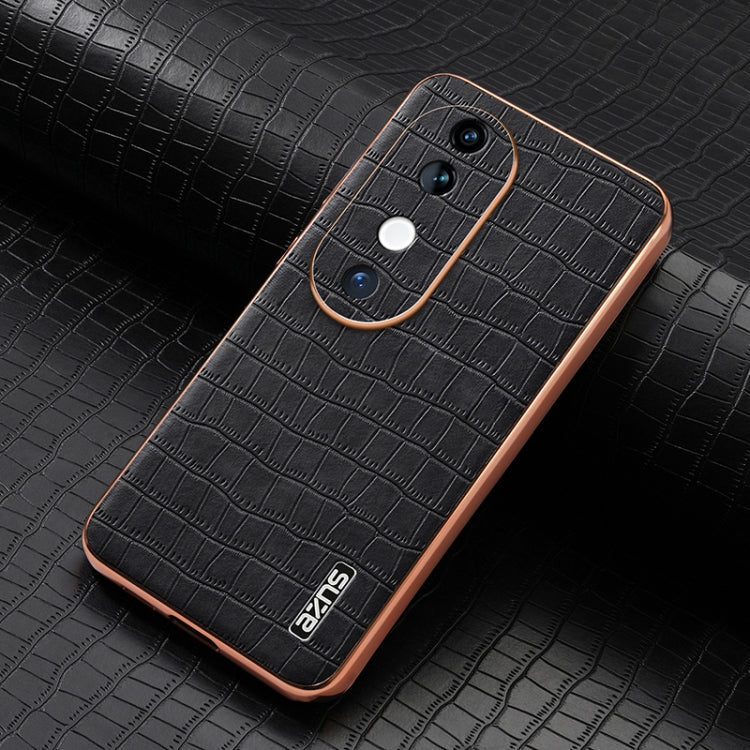For vivo S19 AZNS Electroplated Frame Crocodile Texture Full Coverage Phone Case