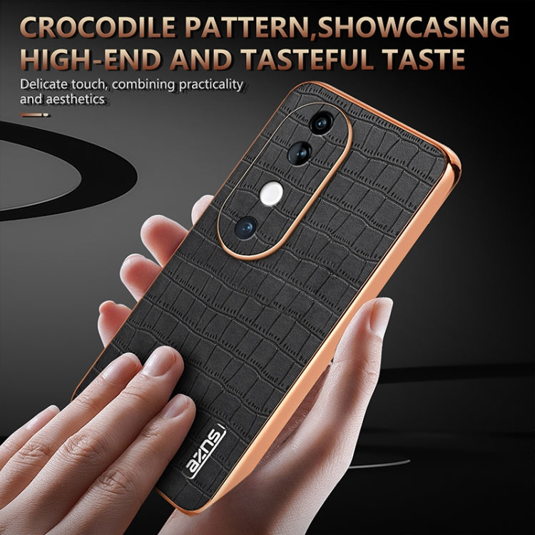 For vivo S19 AZNS Electroplated Frame Crocodile Texture Full Coverage Phone Case