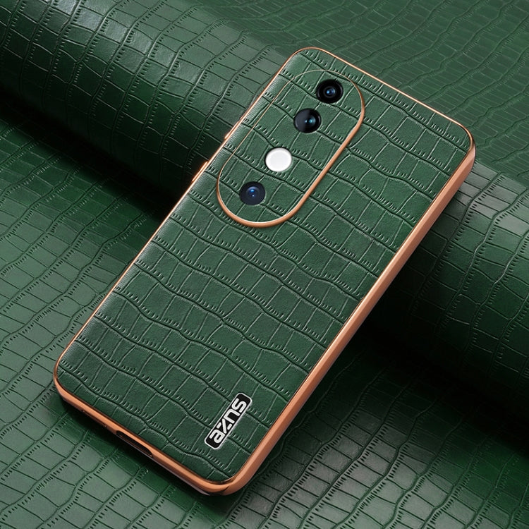 For vivo S19 AZNS Electroplated Frame Crocodile Texture Full Coverage Phone Case
