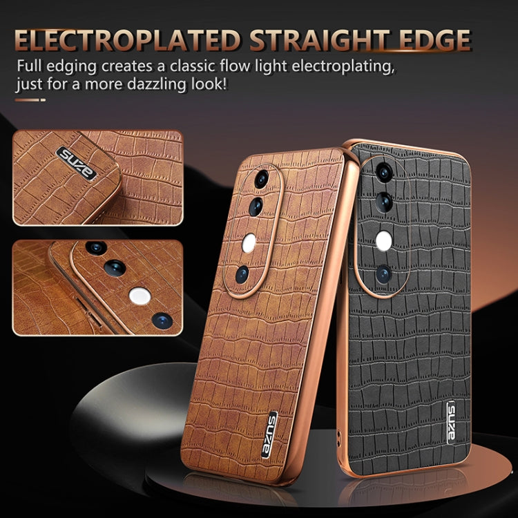 For vivo S19 AZNS Electroplated Frame Crocodile Texture Full Coverage Phone Case