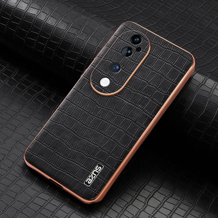 For vivo S19 Pro AZNS Electroplated Frame Crocodile Texture Full Coverage Phone Case
