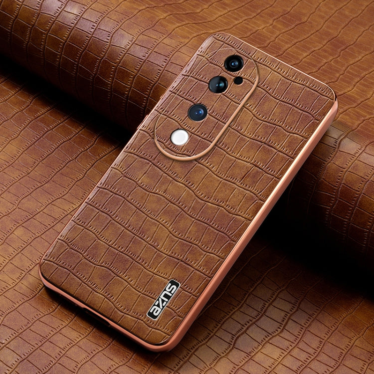 For vivo S19 Pro AZNS Electroplated Frame Crocodile Texture Full Coverage Phone Case