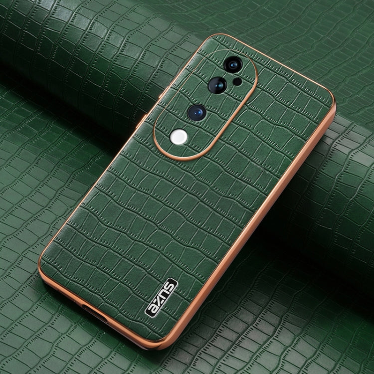For vivo S19 Pro AZNS Electroplated Frame Crocodile Texture Full Coverage Phone Case