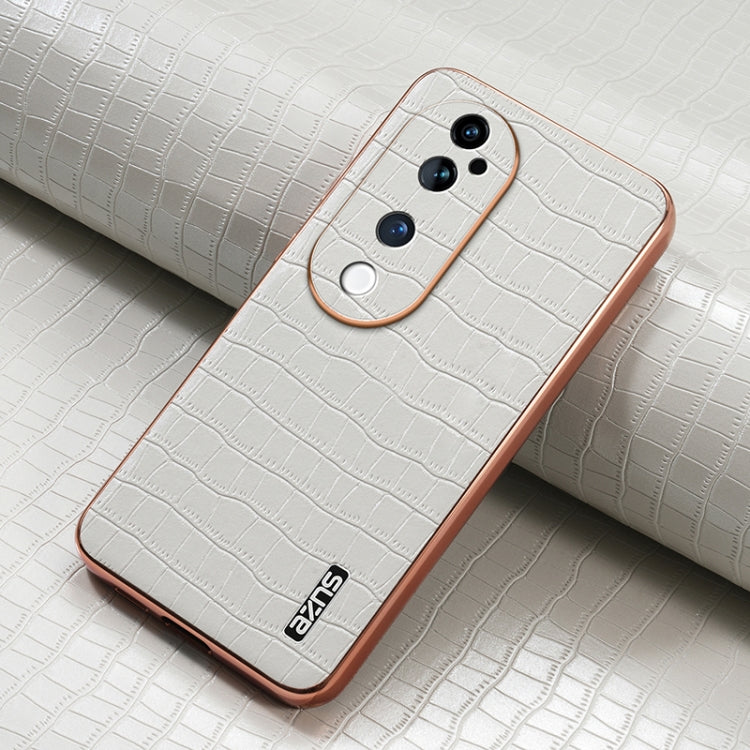 For vivo S19 Pro AZNS Electroplated Frame Crocodile Texture Full Coverage Phone Case