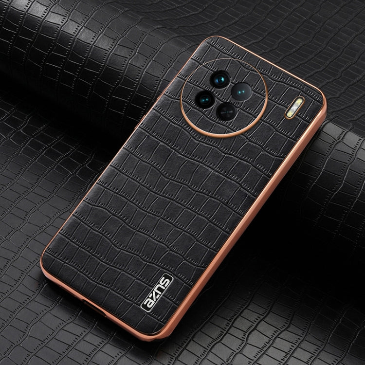 For vivo X90 / X90s AZNS Electroplated Frame Crocodile Texture Full Coverage Phone Case