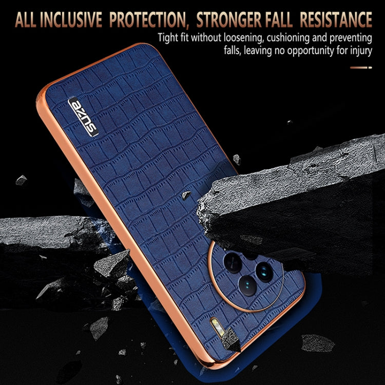 For vivo X90 / X90s AZNS Electroplated Frame Crocodile Texture Full Coverage Phone Case
