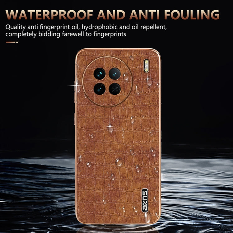 For vivo X90 / X90s AZNS Electroplated Frame Crocodile Texture Full Coverage Phone Case