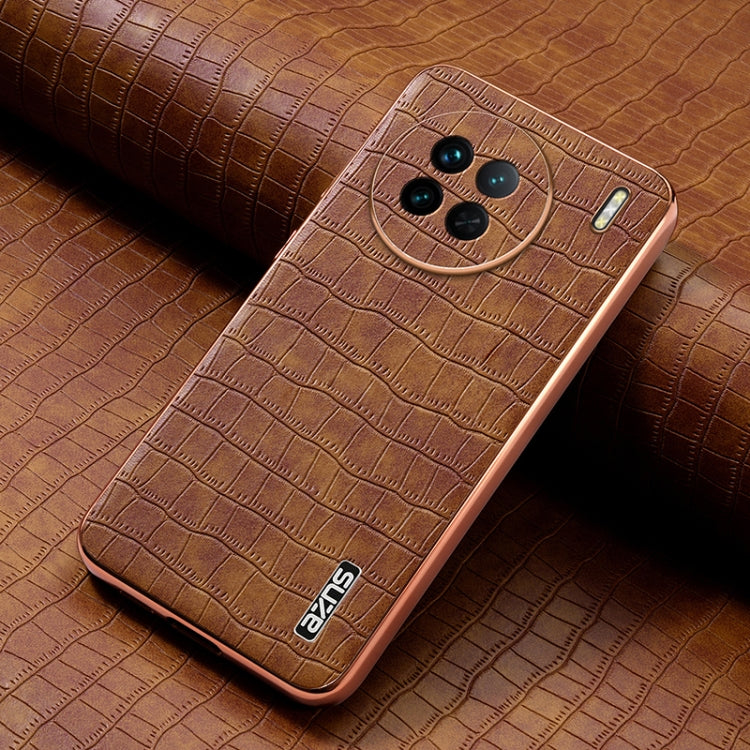 For vivo X90 / X90s AZNS Electroplated Frame Crocodile Texture Full Coverage Phone Case