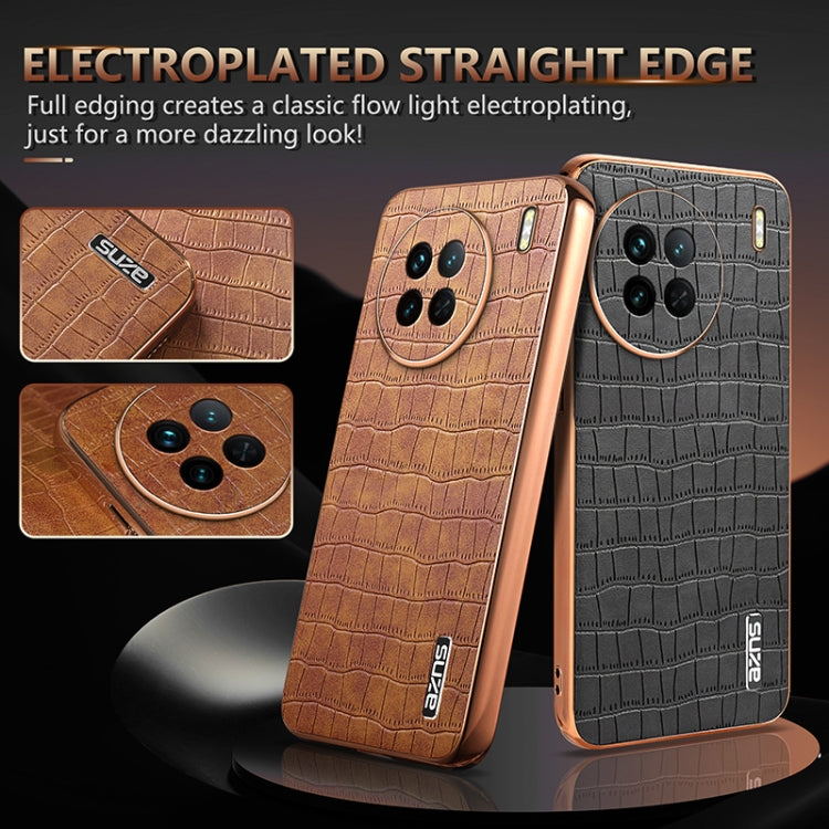 For vivo X90 / X90s AZNS Electroplated Frame Crocodile Texture Full Coverage Phone Case