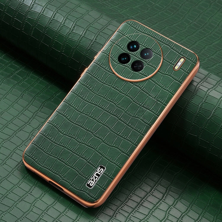 For vivo X90 / X90s AZNS Electroplated Frame Crocodile Texture Full Coverage Phone Case