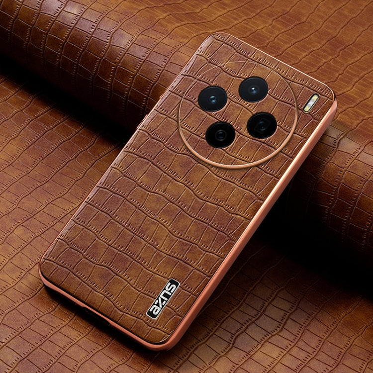 For vivo X200 AZNS Electroplated Frame Crocodile Texture Full Coverage Phone Case
