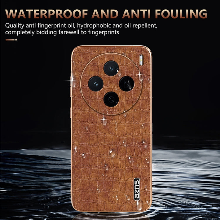 For vivo X200 AZNS Electroplated Frame Crocodile Texture Full Coverage Phone Case