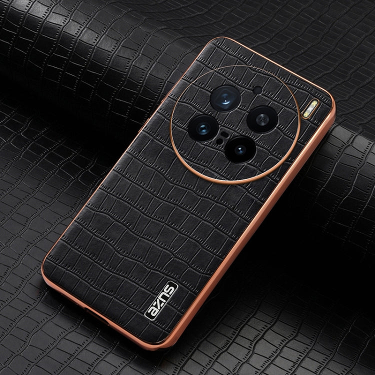 For vivo X200 Pro AZNS Electroplated Frame Crocodile Texture Full Coverage Phone Case