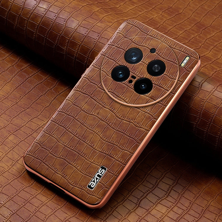 For vivo X200 Pro AZNS Electroplated Frame Crocodile Texture Full Coverage Phone Case