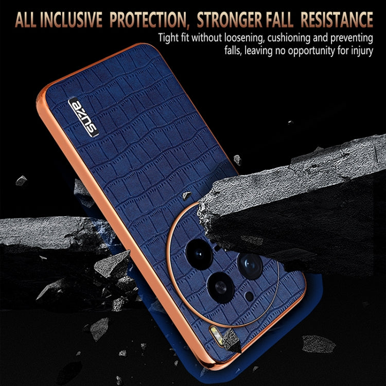 For vivo X200 Pro AZNS Electroplated Frame Crocodile Texture Full Coverage Phone Case