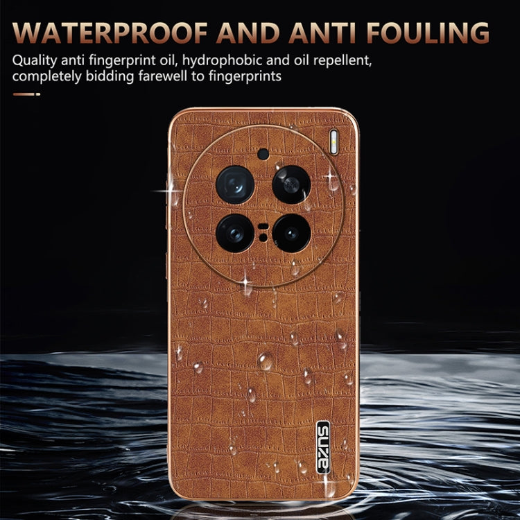 For vivo X200 Pro AZNS Electroplated Frame Crocodile Texture Full Coverage Phone Case