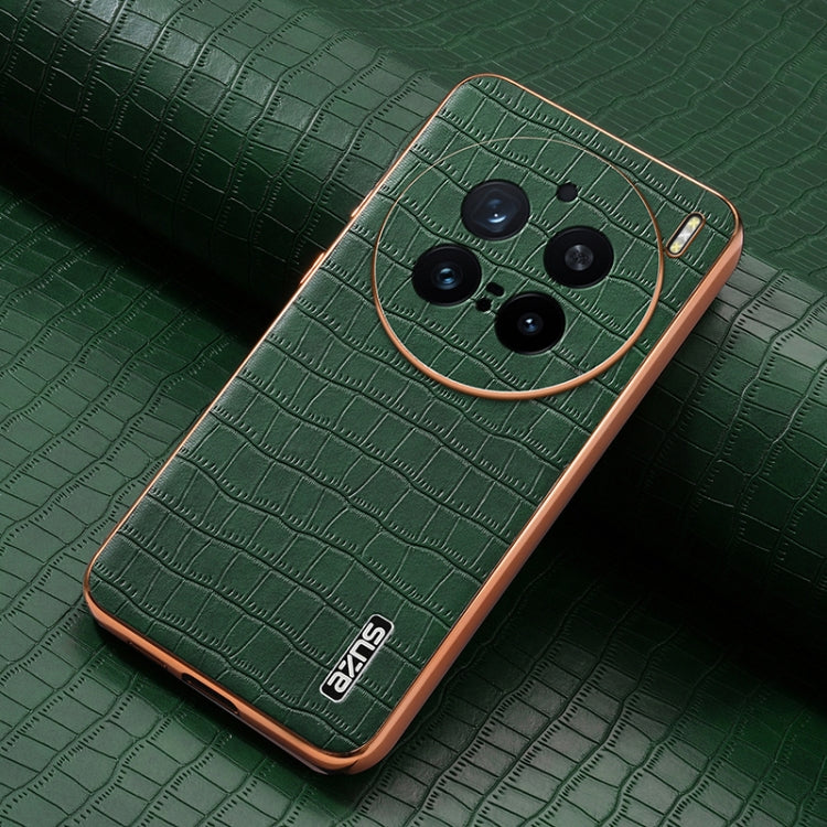 For vivo X200 Pro AZNS Electroplated Frame Crocodile Texture Full Coverage Phone Case