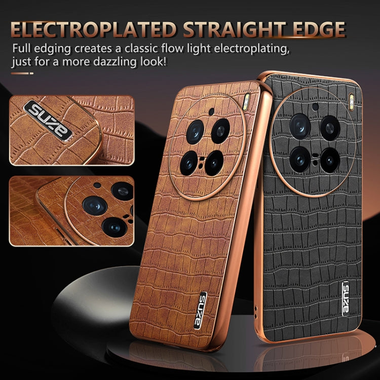 For vivo X200 Pro AZNS Electroplated Frame Crocodile Texture Full Coverage Phone Case