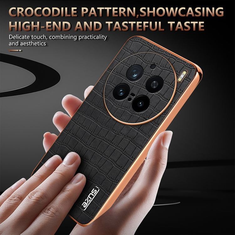 For vivo X200 Pro AZNS Electroplated Frame Crocodile Texture Full Coverage Phone Case
