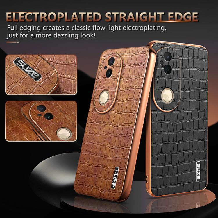 For vivo S20 AZNS Electroplated Frame Crocodile Texture Full Coverage Phone Case