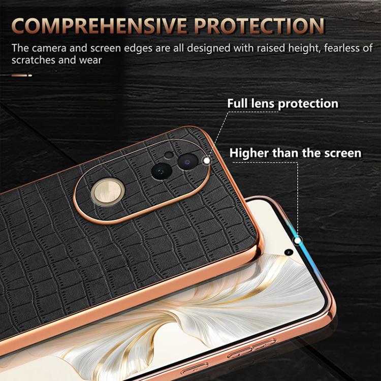 For vivo S20 AZNS Electroplated Frame Crocodile Texture Full Coverage Phone Case