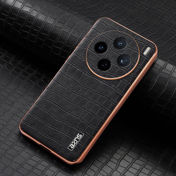 For vivo X200s AZNS Electroplated Frame Crocodile Texture Full Coverage Phone Case