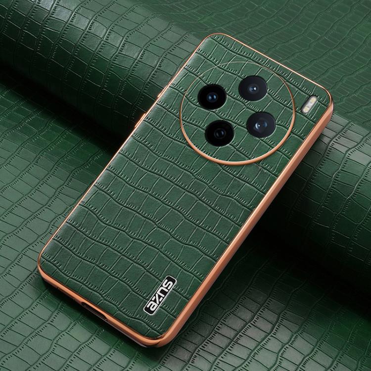 For vivo X200s AZNS Electroplated Frame Crocodile Texture Full Coverage Phone Case