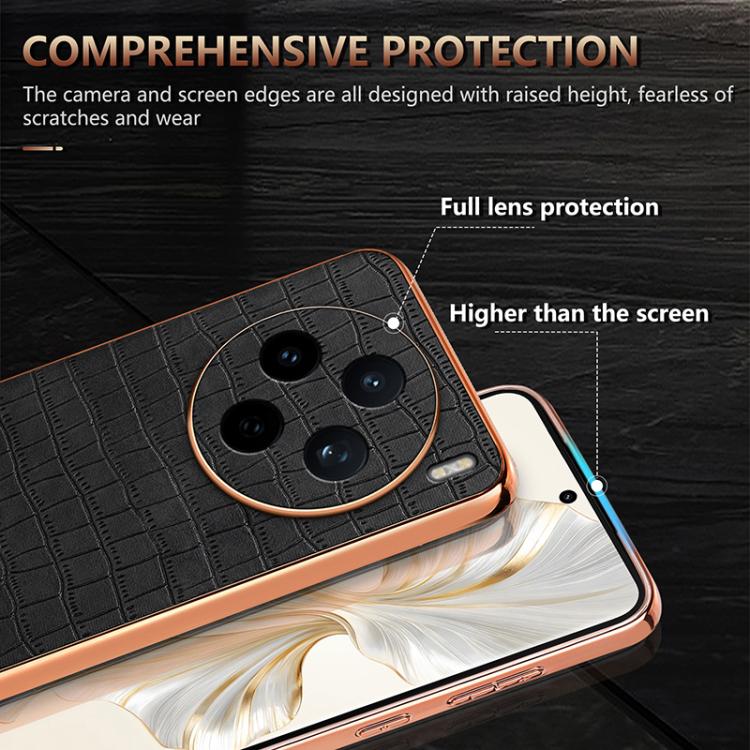 For vivo X200s AZNS Electroplated Frame Crocodile Texture Full Coverage Phone Case