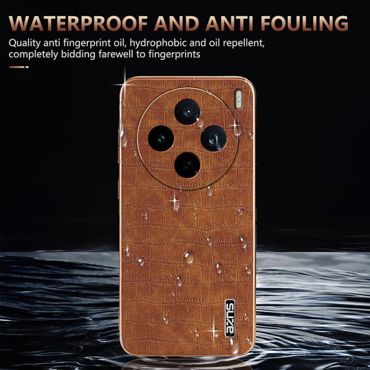 For vivo X200s AZNS Electroplated Frame Crocodile Texture Full Coverage Phone Case
