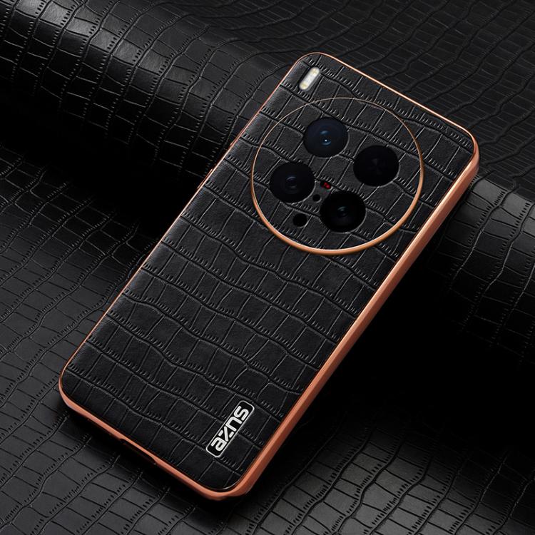 For vivo X200 Ultra AZNS Electroplated Frame Crocodile Texture Full Coverage Phone Case