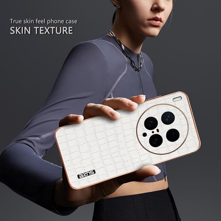 For vivo X200 Ultra AZNS Electroplated Frame Crocodile Texture Full Coverage Phone Case