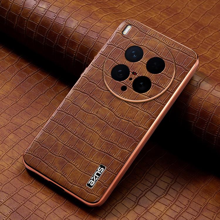 For vivo X200 Ultra AZNS Electroplated Frame Crocodile Texture Full Coverage Phone Case