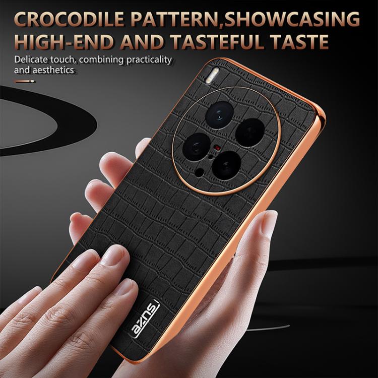For vivo X200 Ultra AZNS Electroplated Frame Crocodile Texture Full Coverage Phone Case