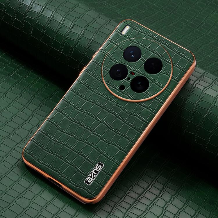 For vivo X200 Ultra AZNS Electroplated Frame Crocodile Texture Full Coverage Phone Case