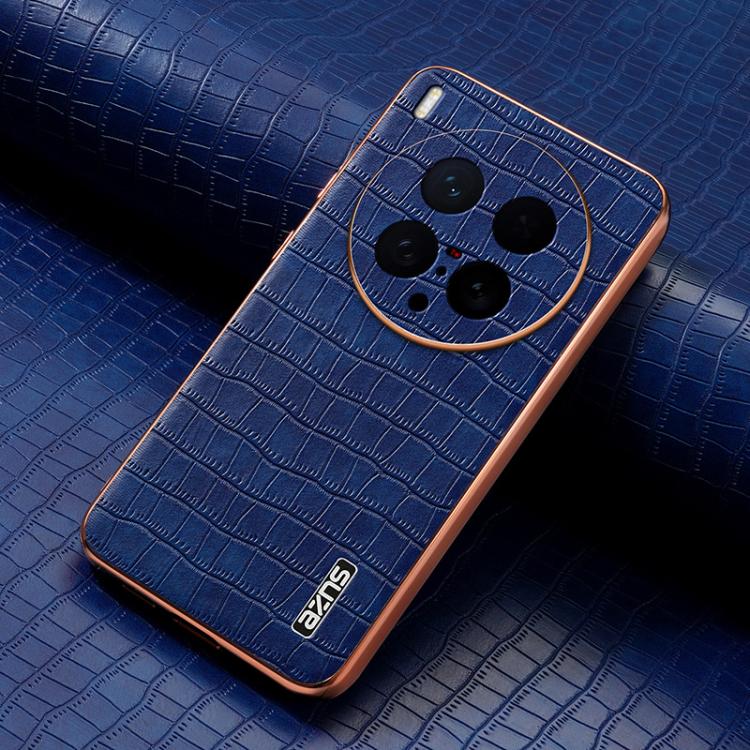 For vivo X200 Ultra AZNS Electroplated Frame Crocodile Texture Full Coverage Phone Case