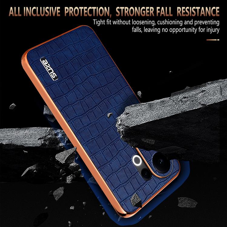 For vivo S30 AZNS Electroplated Frame Crocodile Texture Full Coverage Phone Case