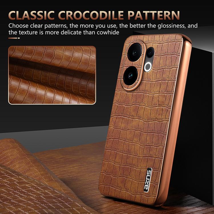 For vivo S30 AZNS Electroplated Frame Crocodile Texture Full Coverage Phone Case