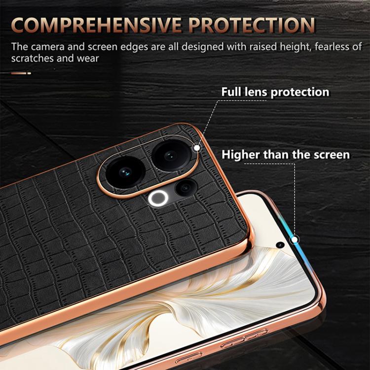 For vivo S30 AZNS Electroplated Frame Crocodile Texture Full Coverage Phone Case