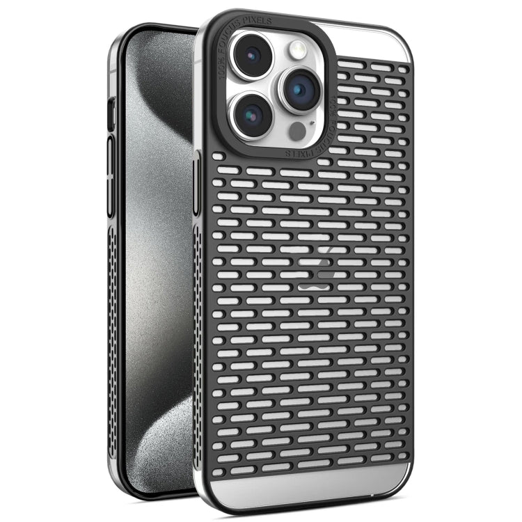 For iPhone 15 Pro Max Hollow Matte Electroplated PC Heat Dissipation Phone Case
