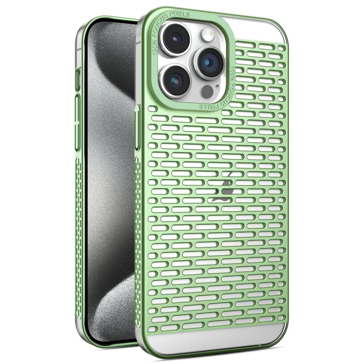 For iPhone 15 Pro Max Hollow Matte Electroplated PC Heat Dissipation Phone Case