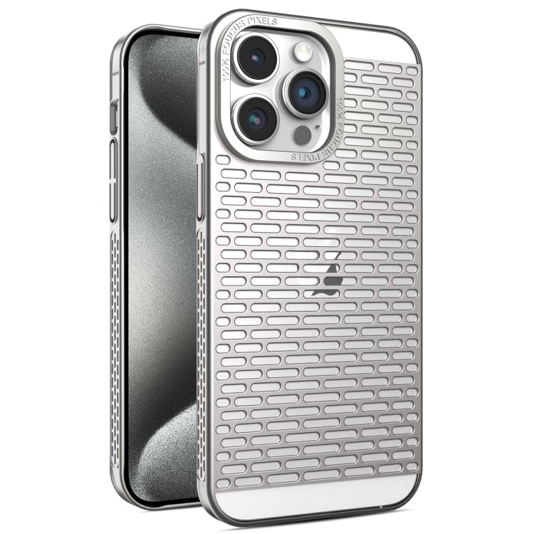 For iPhone 15 Pro Max Hollow Matte Electroplated PC Heat Dissipation Phone Case